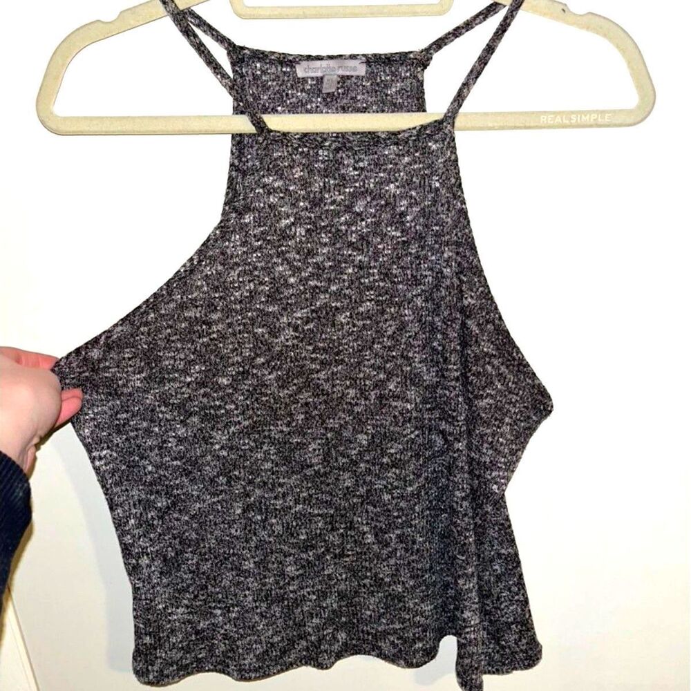 Charlotte Russe Sleeveless Stretchy Black and White Knit Top